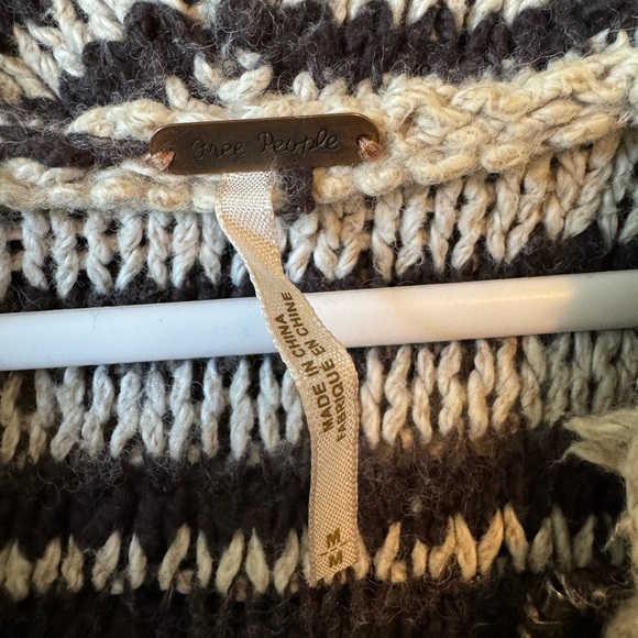 FREE PEOPLE BLACK AND GRAY FRINGE DOUBLE ZIPPER HOODIE SIZE M - Picture 4 of 6